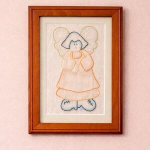 Handmade Vintage Angel needlepoint in frame